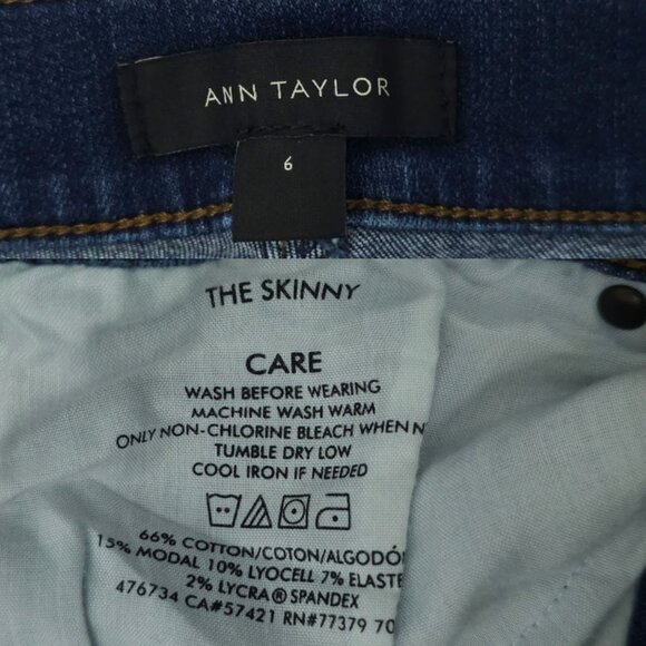 Ann Taylor The Skinny Stretch Dark Wash Jeans Womens Size 6 Mid Rise Denim - Picture 7 of 11